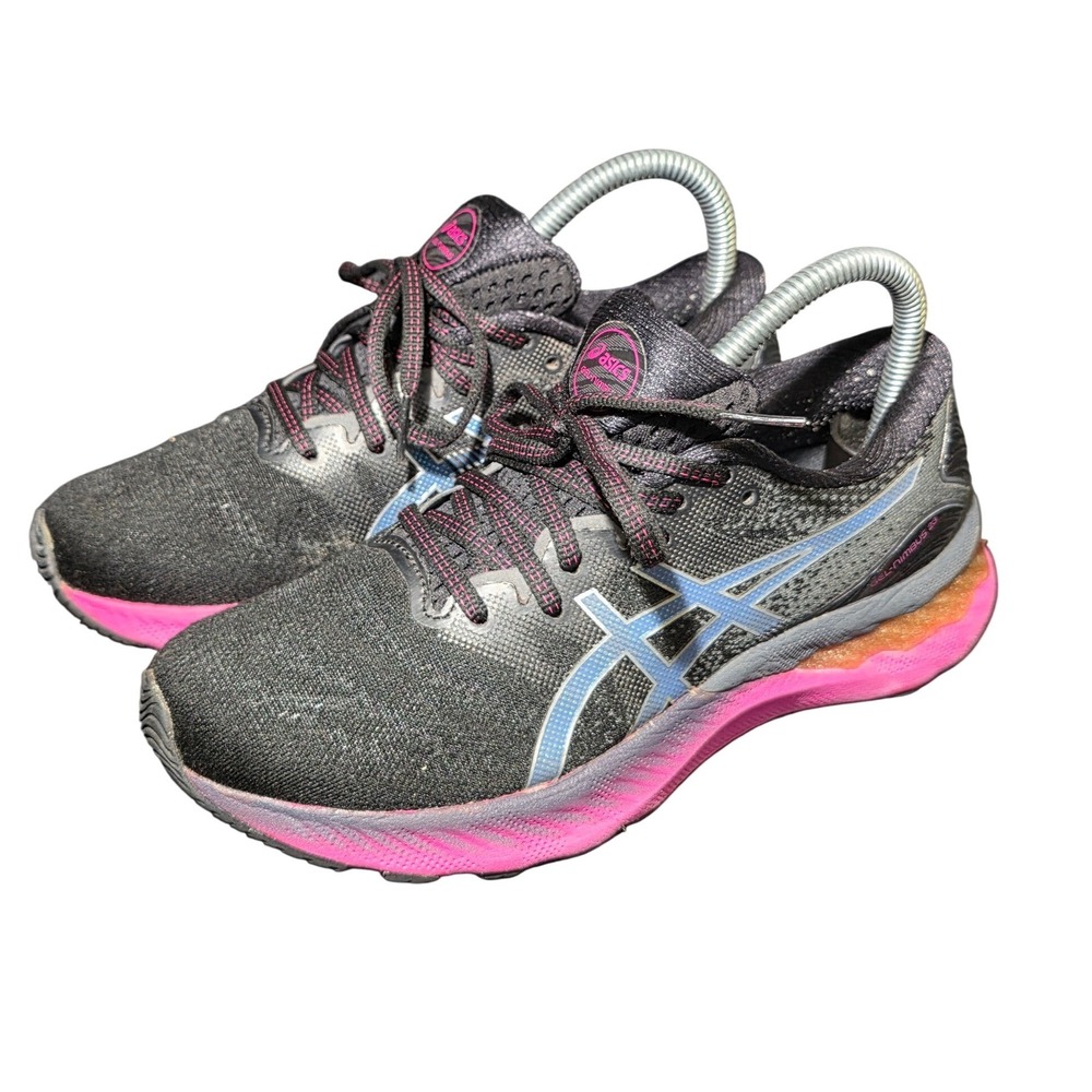 Asics Gel-Nimbus 23 Womens Running Shoes Black Pink Blue 1012A885 Size 6.5
